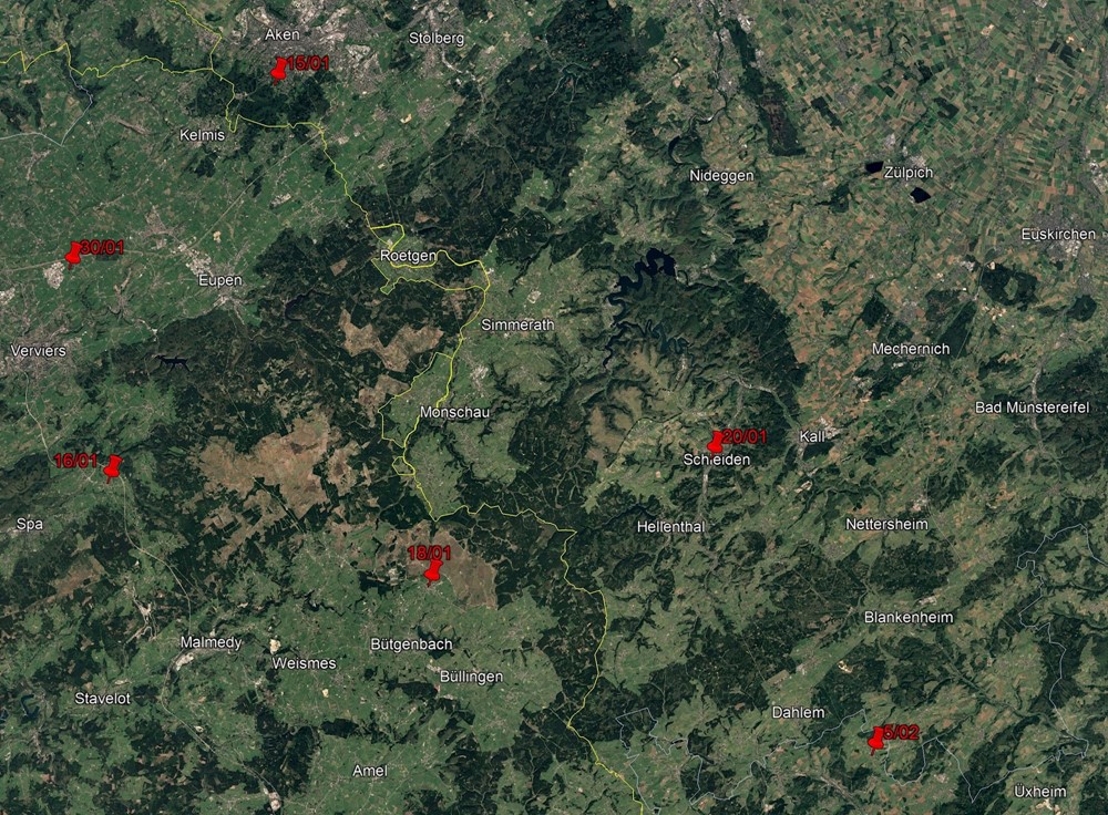 Kaart met aanduiding van plaatsen waar GW1924 bemonsterd is